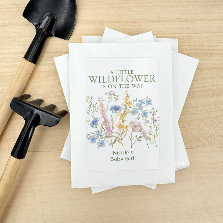 A Little Wildflower is on the Way, Baby Shower Favors, Wildflower Seed Packets