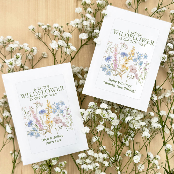 A Little Wildflower is on the Way, Baby Shower Favors, Wildflower Seed Packets