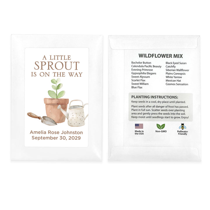 A Little Sprout is on the Way, Baby Shower Favors, Wildflower Seed Packets