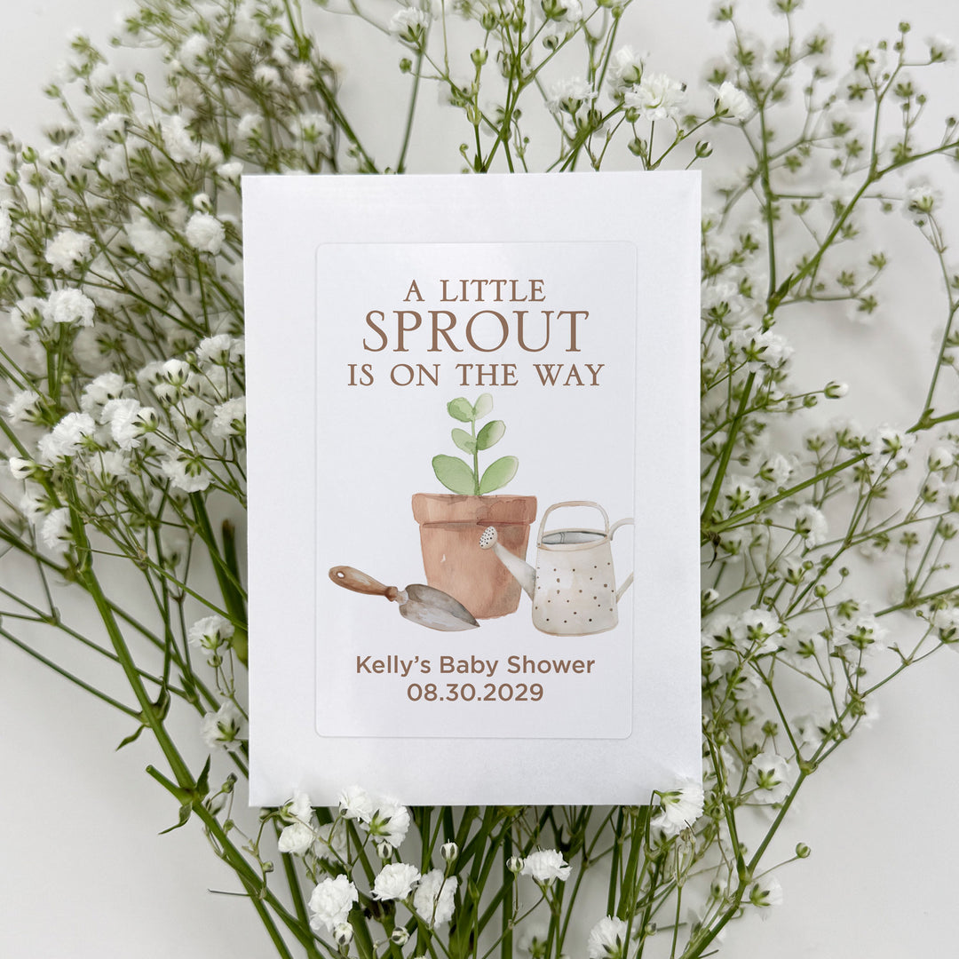 A Little Sprout is on the Way, Baby Shower Favors, Wildflower Seed Packets