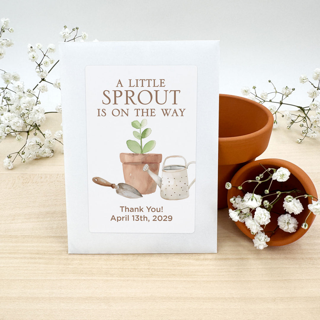 A Little Sprout is on the Way, Baby Shower Favors, Wildflower Seed Packets