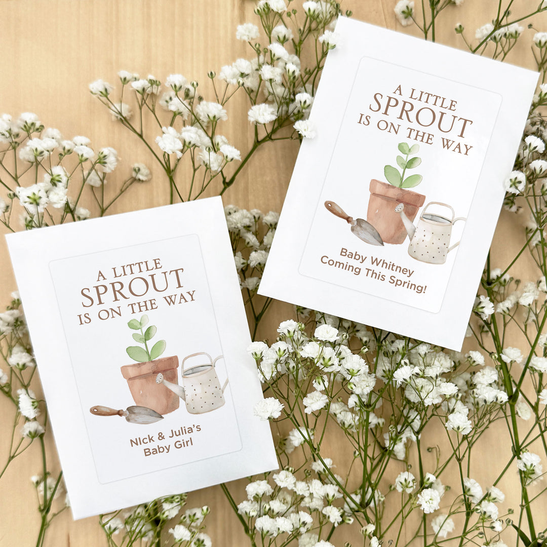 A Little Sprout is on the Way, Baby Shower Favors, Wildflower Seed Packets