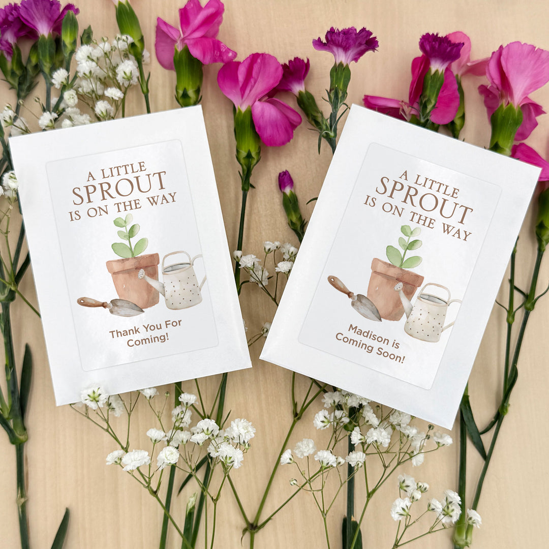 A Little Sprout is on the Way, Baby Shower Favors, Wildflower Seed Packets