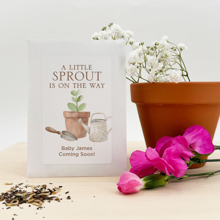 A Little Sprout is on the Way, Baby Shower Favors, Wildflower Seed Packets