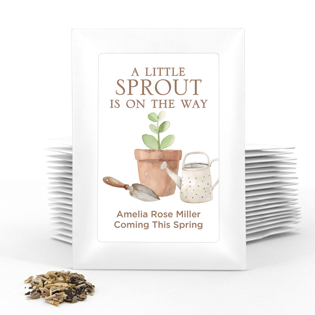 A Little Sprout is on the Way, Baby Shower Favors, Wildflower Seed Packets