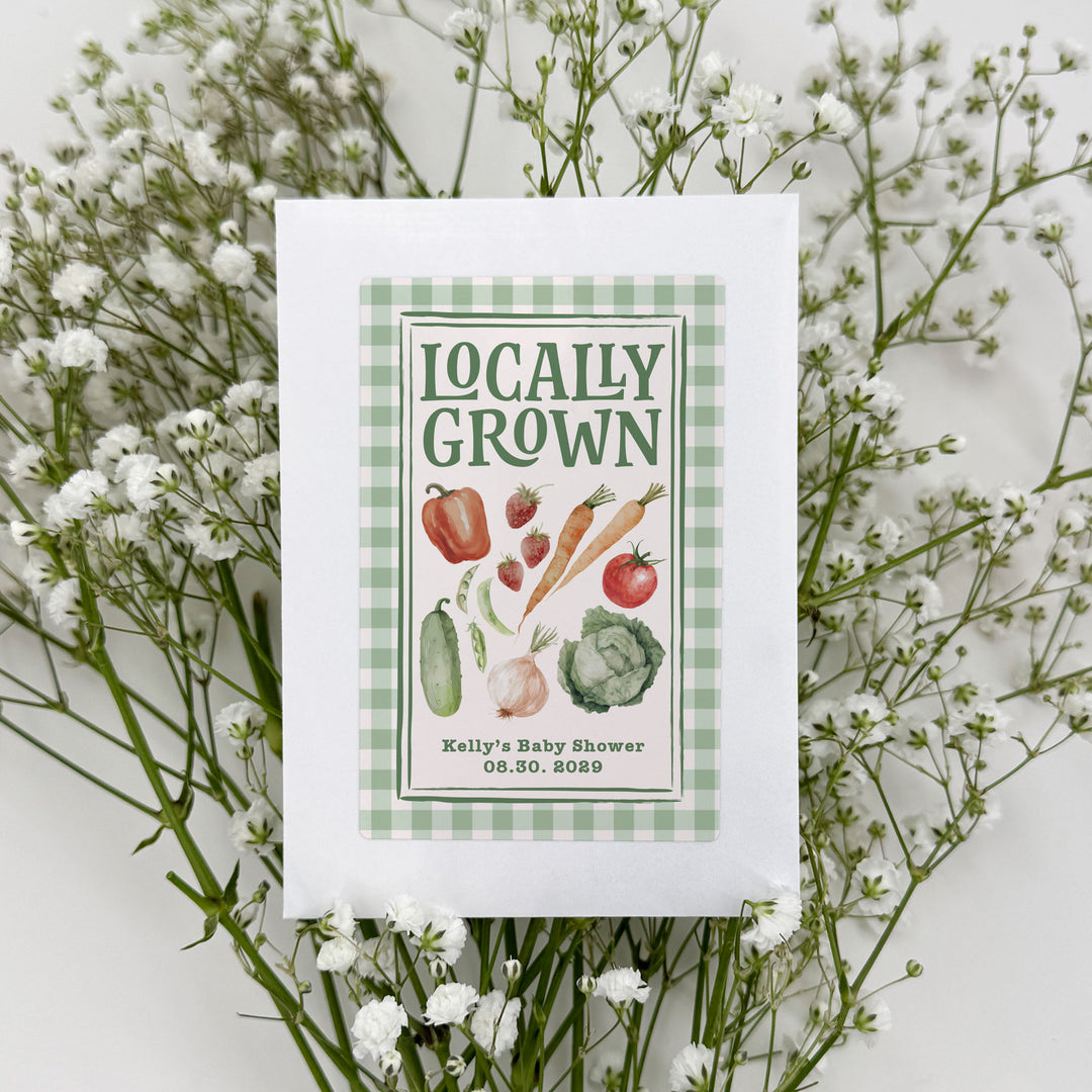 Locally Grown, Baby Shower Favors, Wildflower Seed Packets