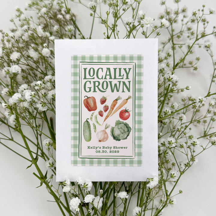 Locally Grown, Baby Shower Favors, Wildflower Seed Packets