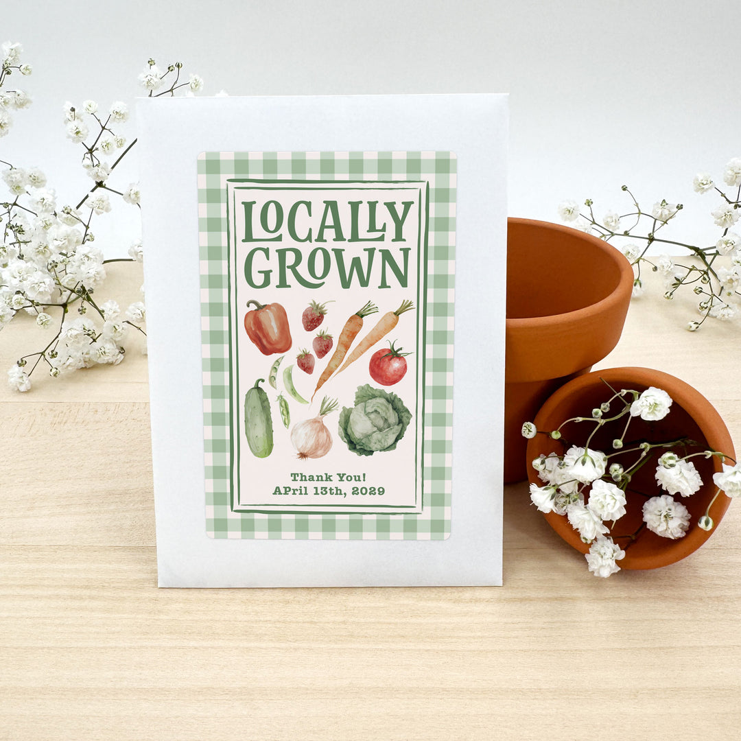 Locally Grown, Baby Shower Favors, Wildflower Seed Packets