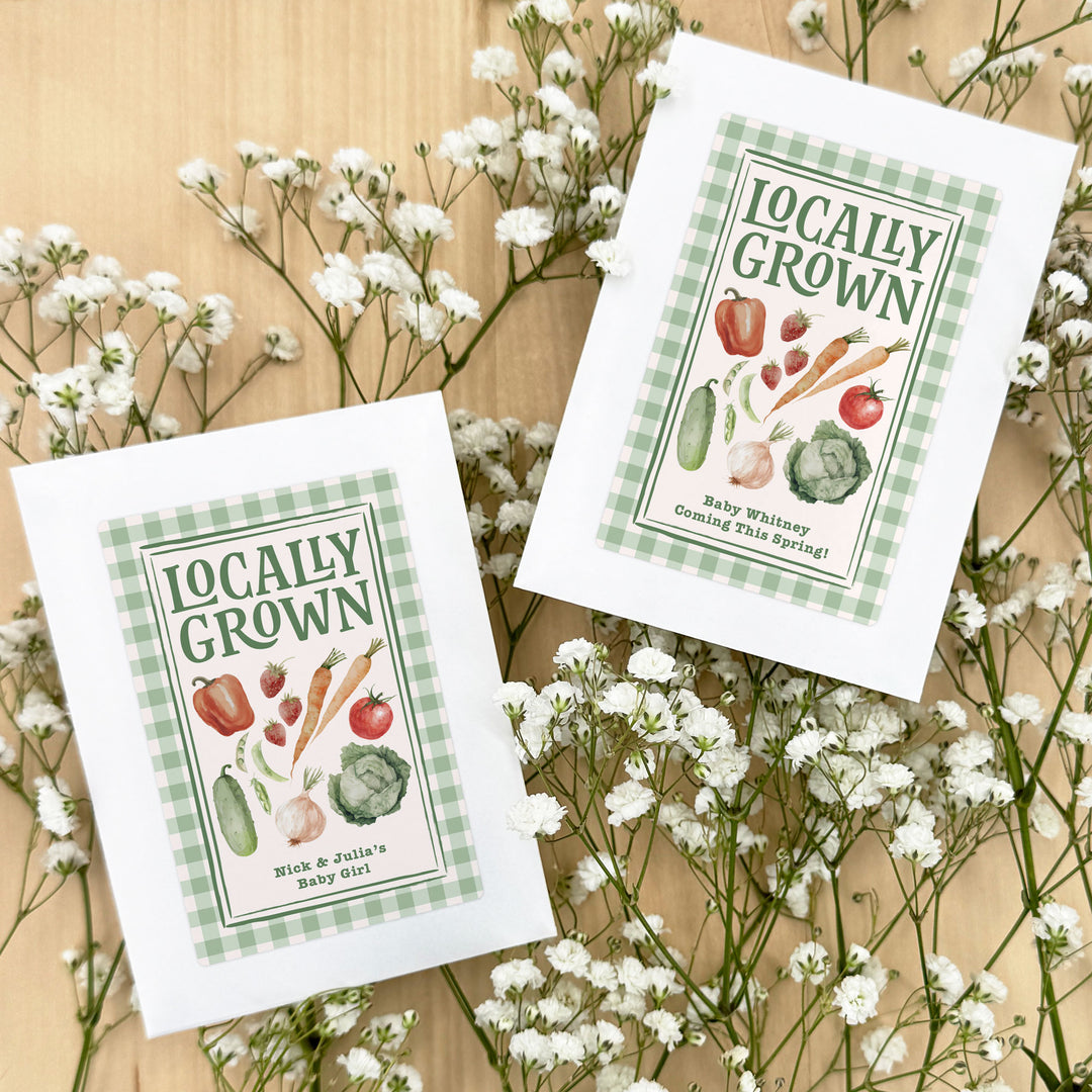 Locally Grown, Baby Shower Favors, Wildflower Seed Packets