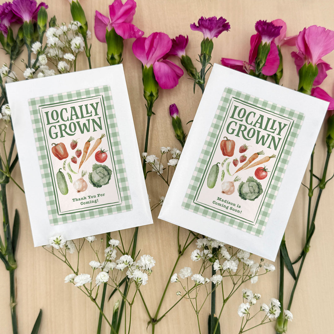 Locally Grown, Baby Shower Favors, Wildflower Seed Packets