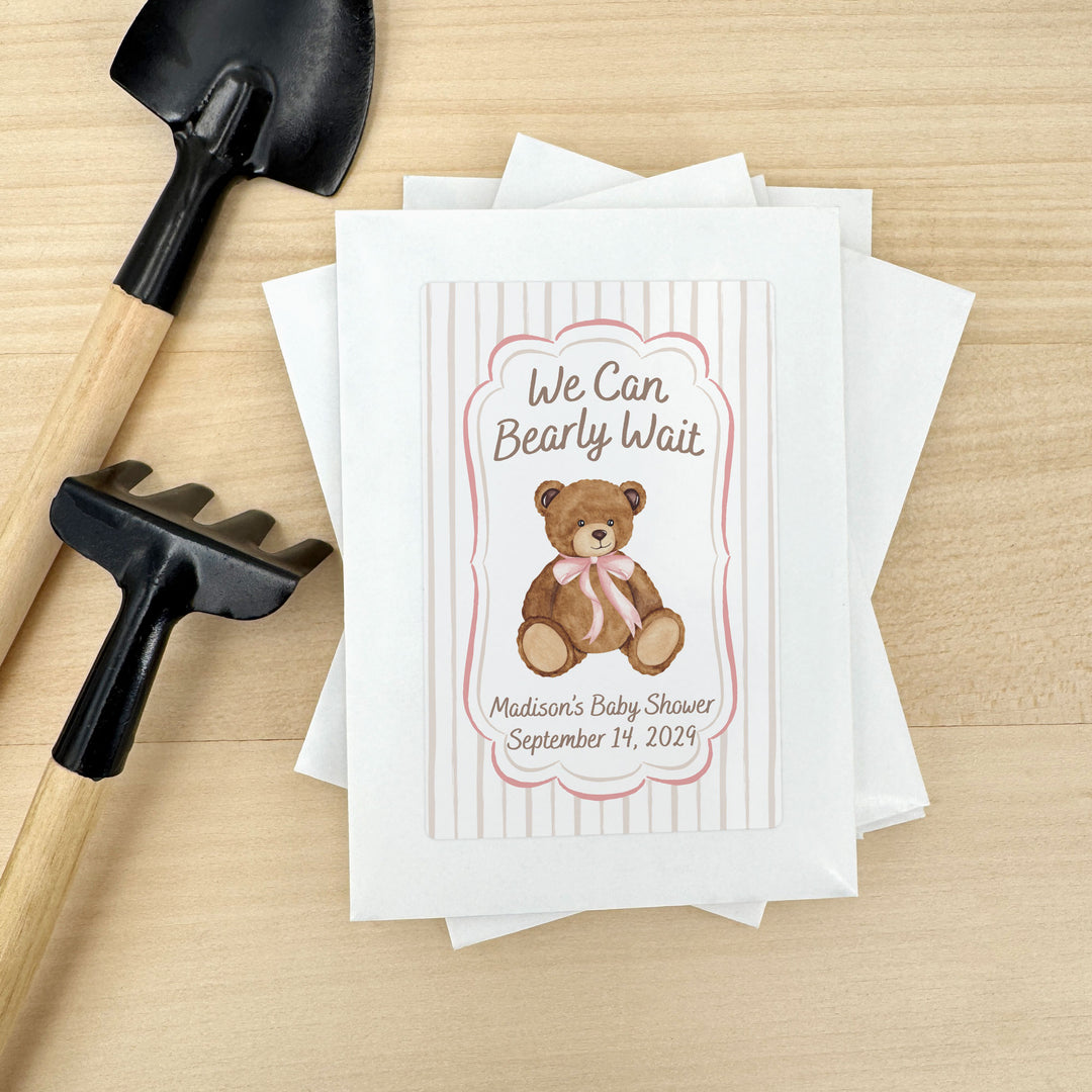 We Can Bearly Wait, Baby Shower Favor, Wildflower Seed Packets