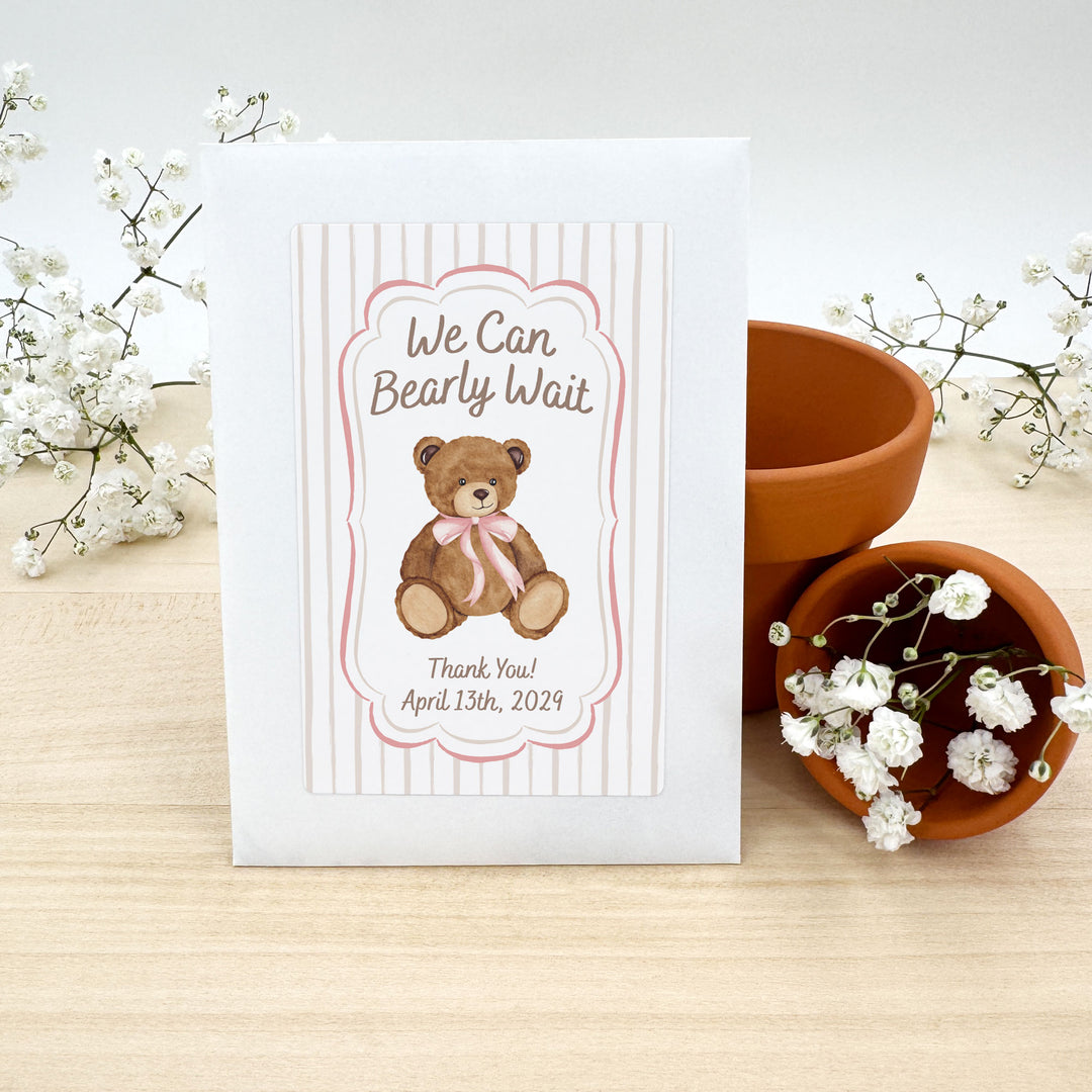 We Can Bearly Wait, Baby Shower Favor, Wildflower Seed Packets