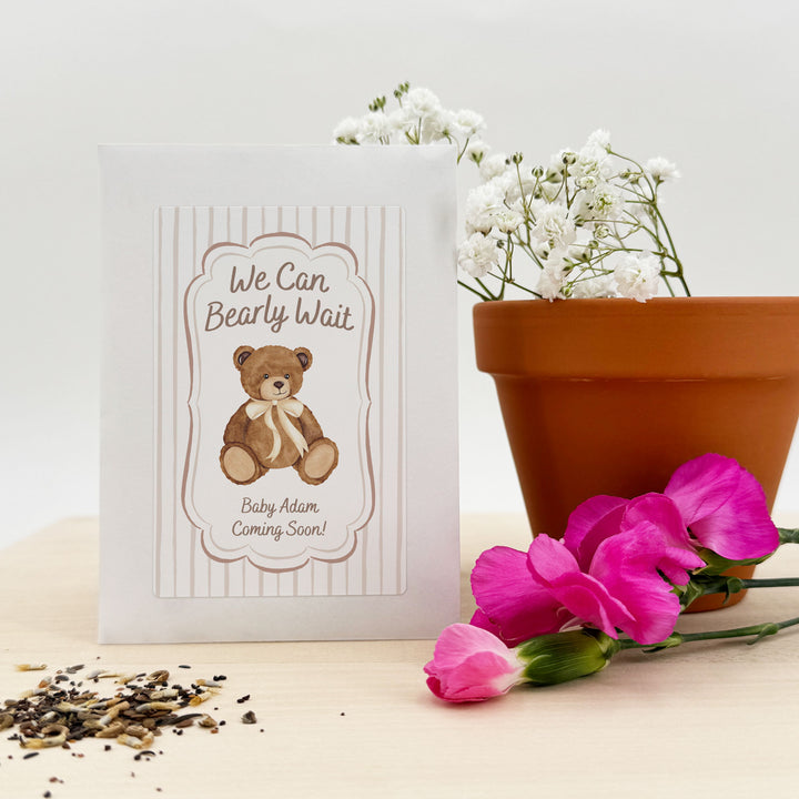 We Can Bearly Wait, Baby Shower Favor, Wildflower Seed Packets