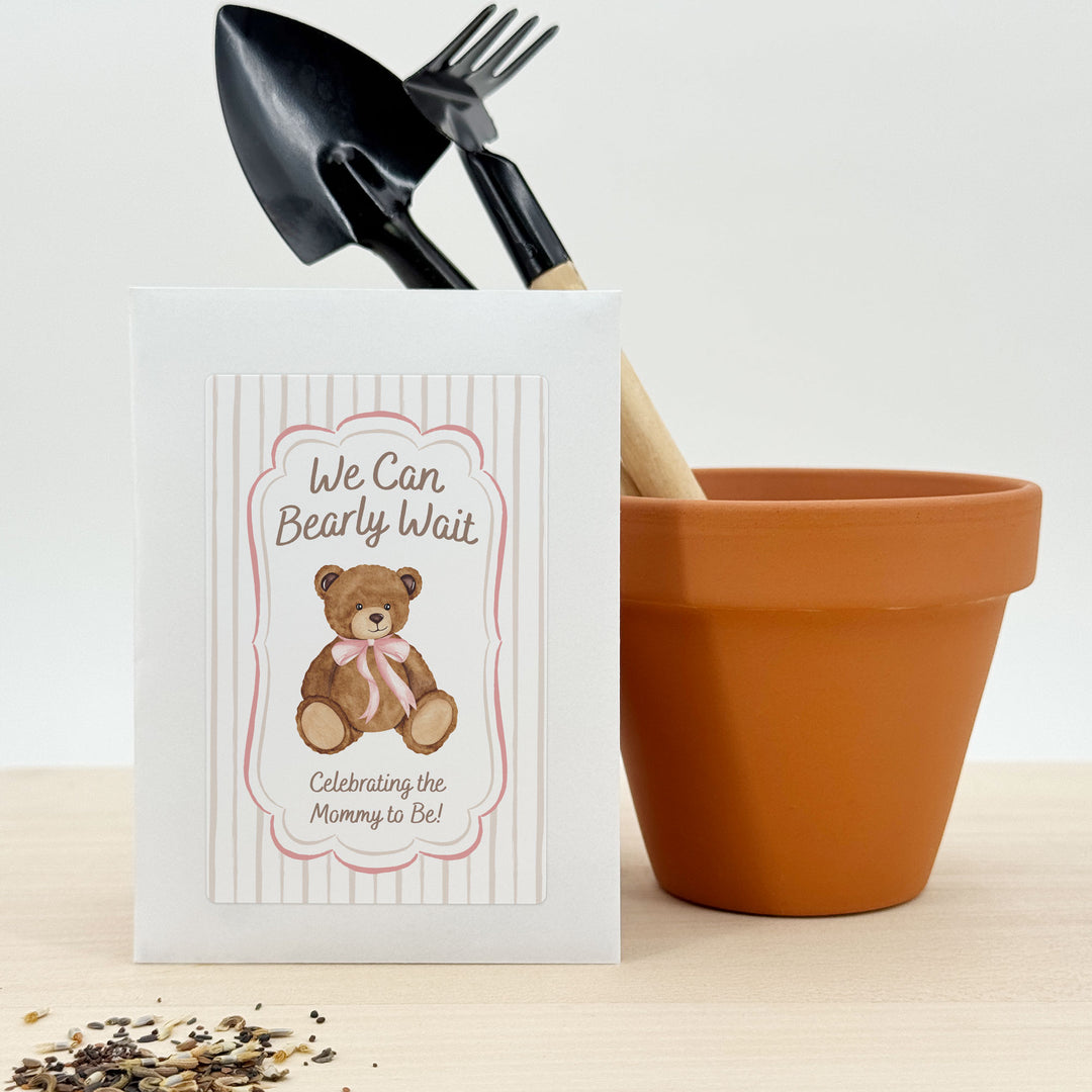 We Can Bearly Wait, Baby Shower Favor, Wildflower Seed Packets