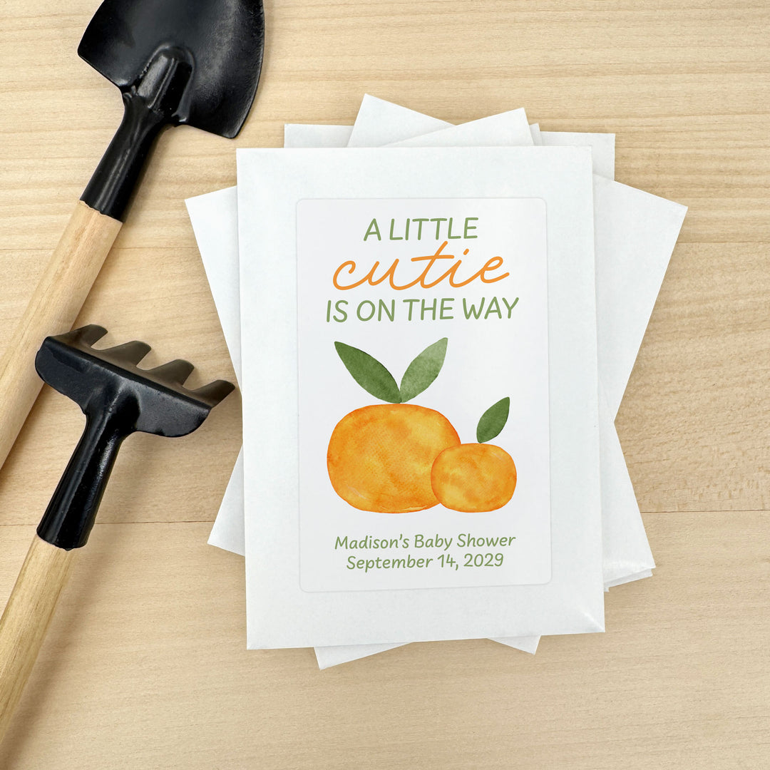 A Little Cutie is on the Way, Baby Shower Favor, Wildflower Seed Packets