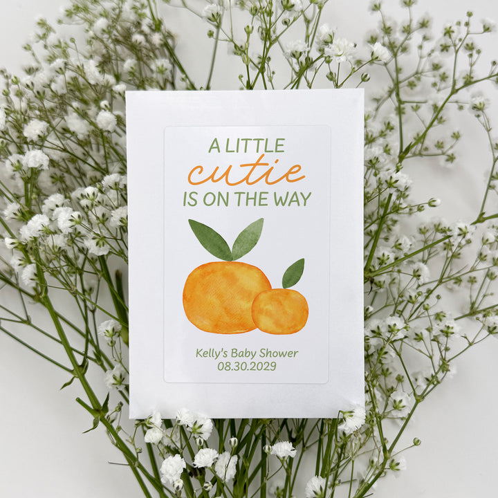 A Little Cutie is on the Way, Baby Shower Favor, Wildflower Seed Packets