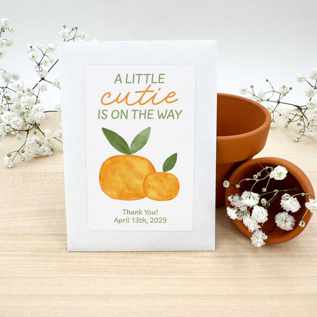 A Little Cutie is on the Way, Baby Shower Favor, Wildflower Seed Packets
