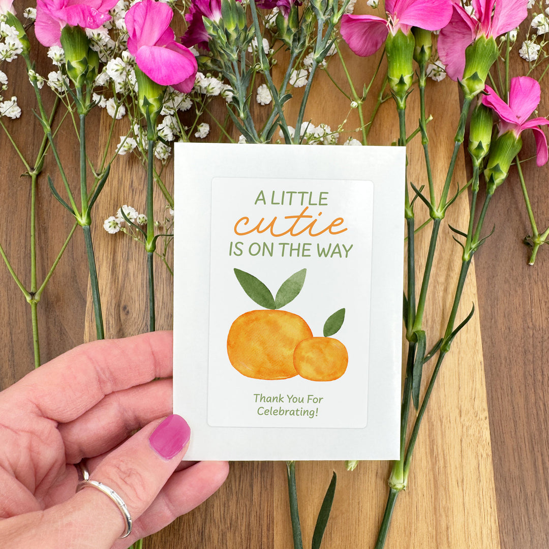 A Little Cutie is on the Way, Baby Shower Favor, Wildflower Seed Packets