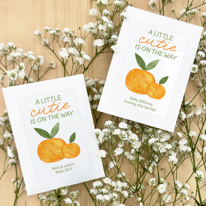 A Little Cutie is on the Way, Baby Shower Favor, Wildflower Seed Packets