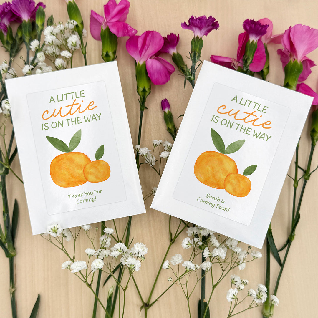 A Little Cutie is on the Way, Baby Shower Favor, Wildflower Seed Packets