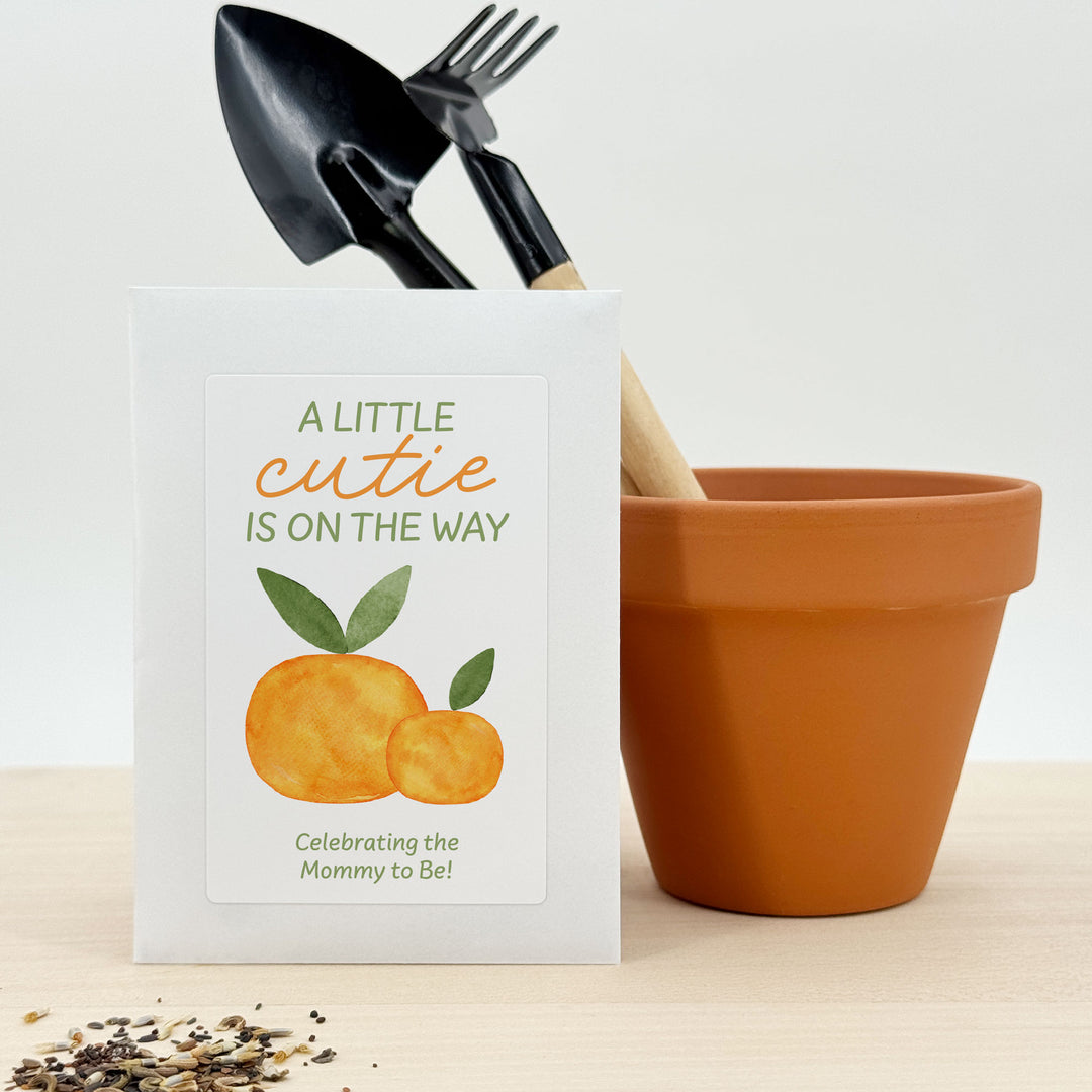 A Little Cutie is on the Way, Baby Shower Favor, Wildflower Seed Packets