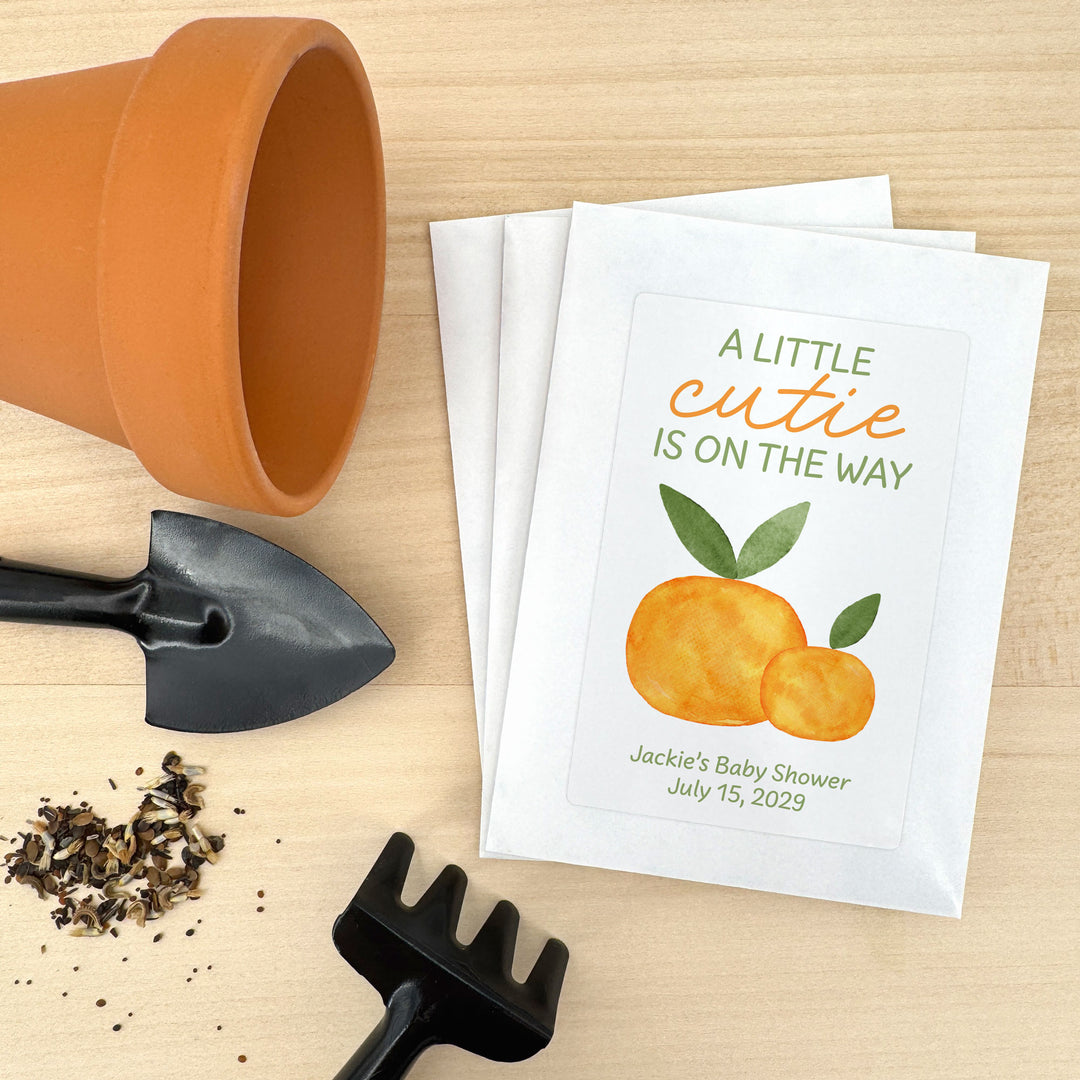 A Little Cutie is on the Way, Baby Shower Favor, Wildflower Seed Packets