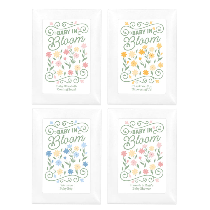 Vintage Baby in Bloom, Baby Shower, Wildflower Seed Packets