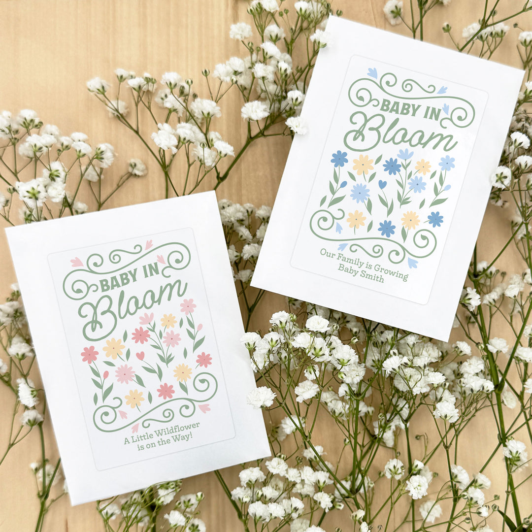 wildflower seed packets Vintage Baby in Bloom, Baby Shower, Wildflower Seed Packets