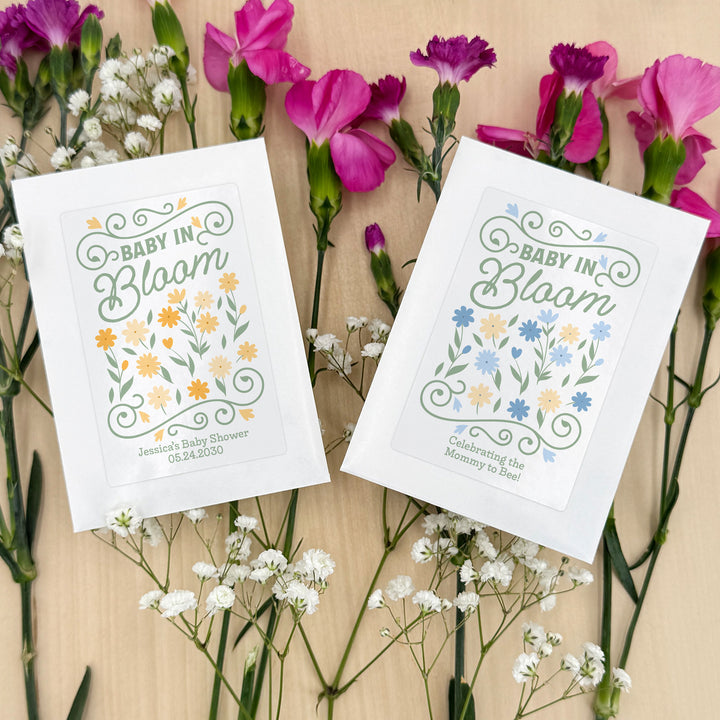 Vintage Baby in Bloom, Baby Shower, Wildflower Seed Packets