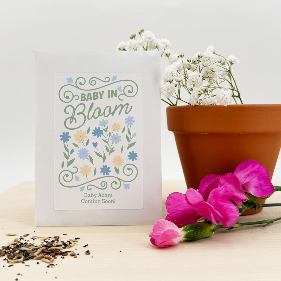 Vintage Baby in Bloom, Baby Shower, Wildflower Seed Packets