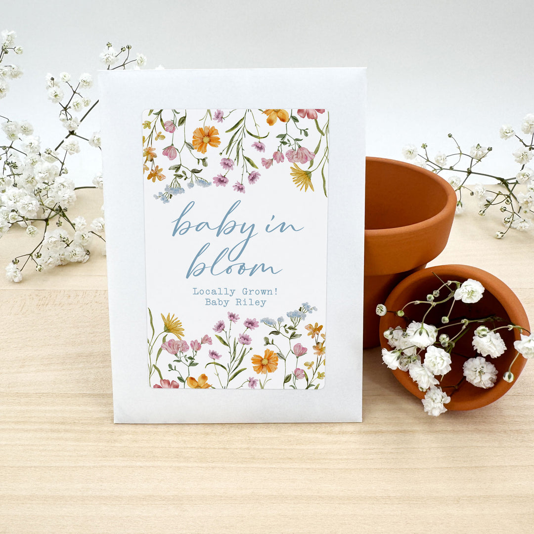 Wildflower Baby in Bloom, Baby Shower, Wildflower Seed Packets