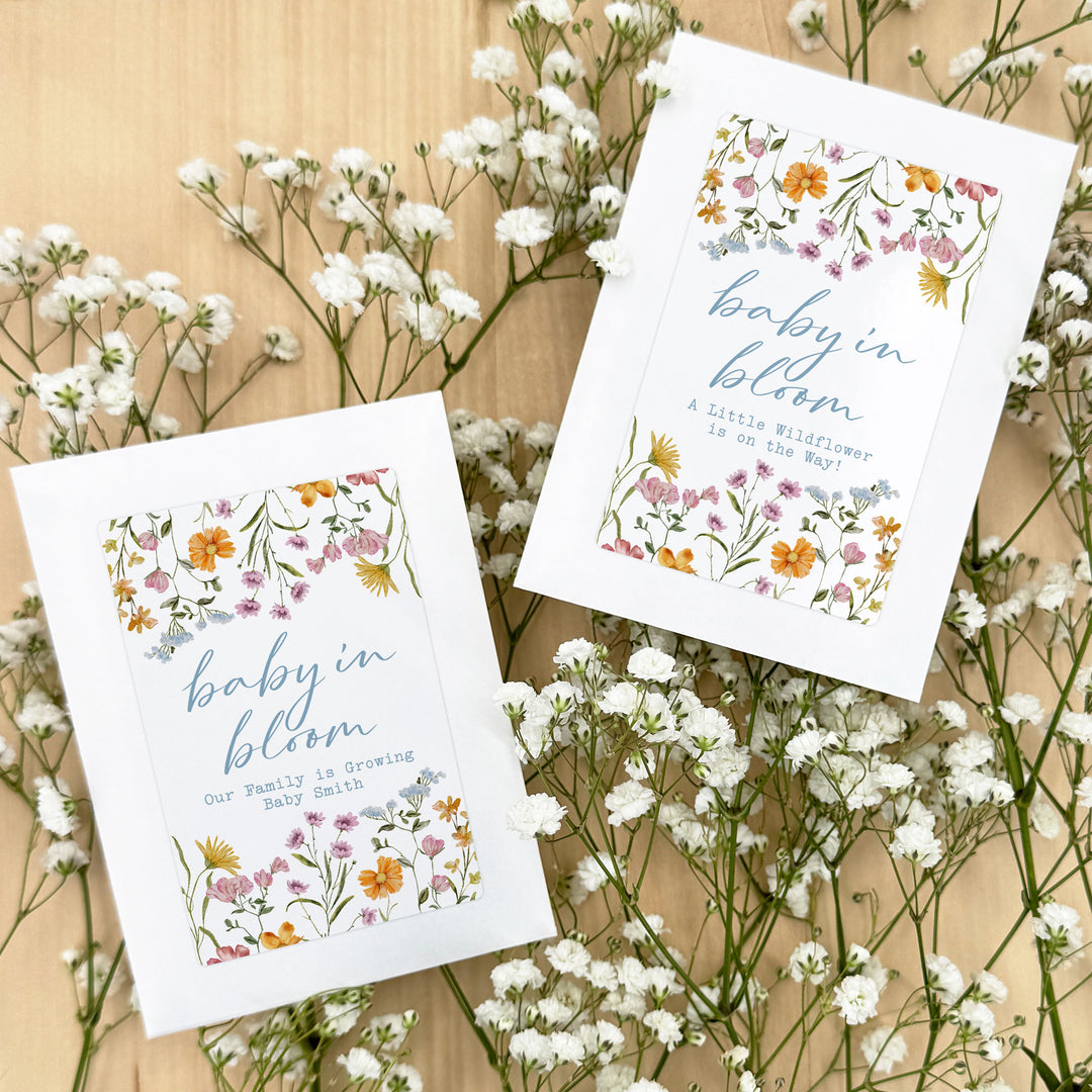 Wildflower Baby in Bloom, Baby Shower, Wildflower Seed Packets
