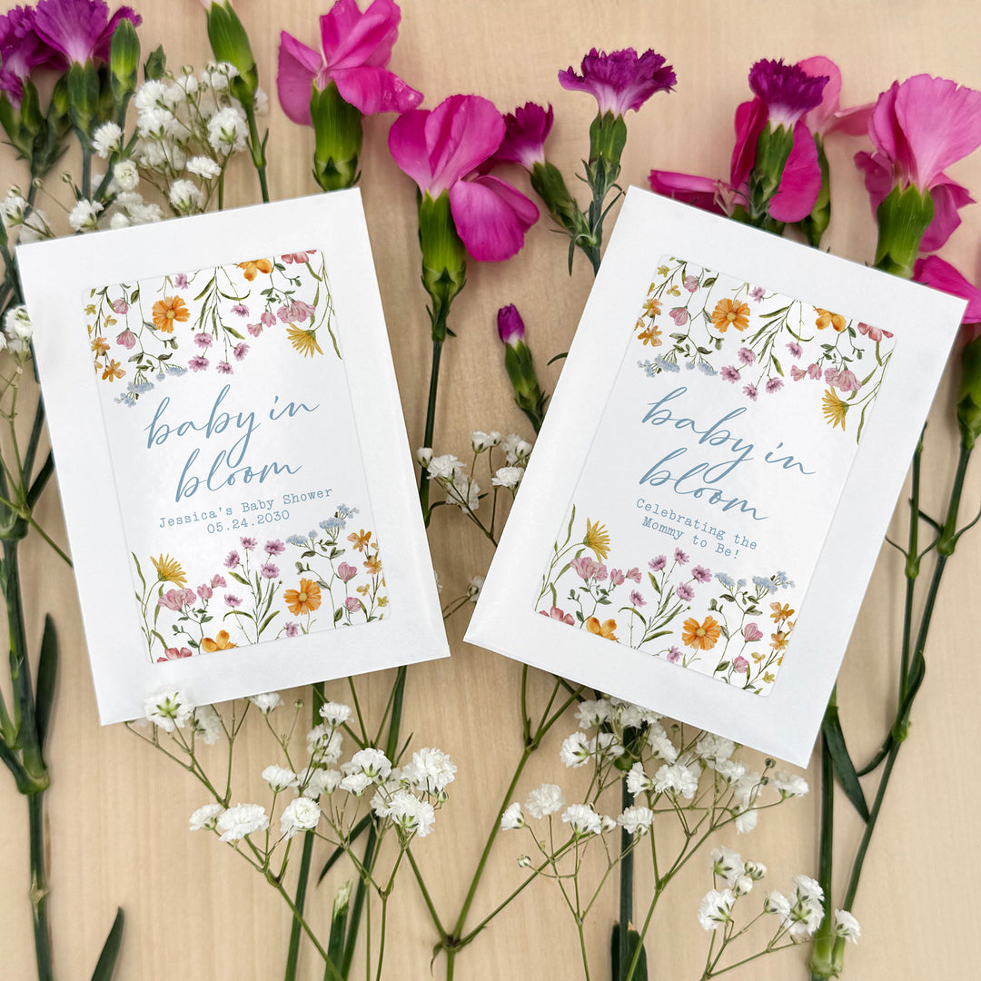 Wildflower Baby in Bloom, Baby Shower, Wildflower Seed Packets
