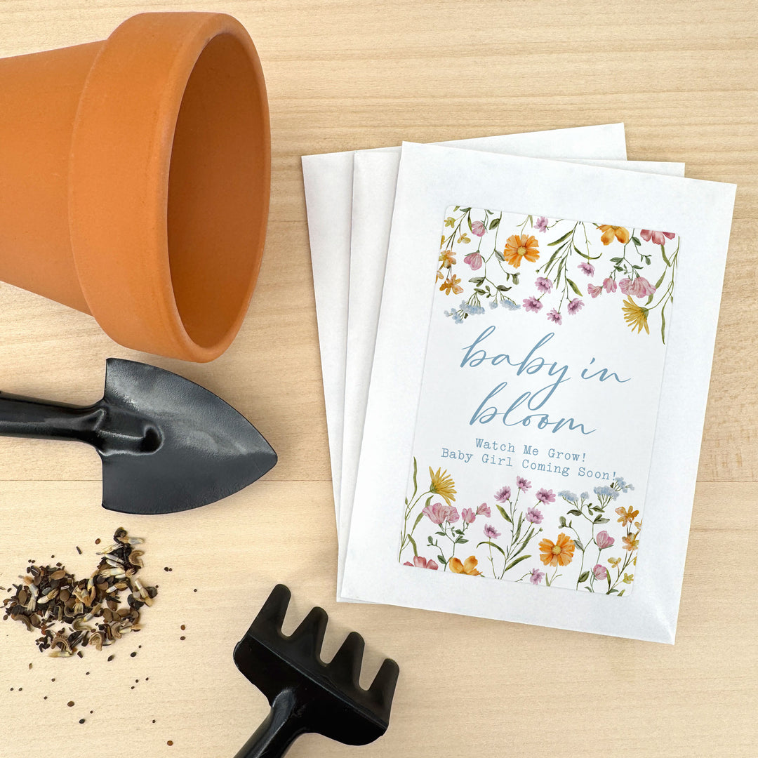 Wildflower Baby in Bloom, Baby Shower, Wildflower Seed Packets