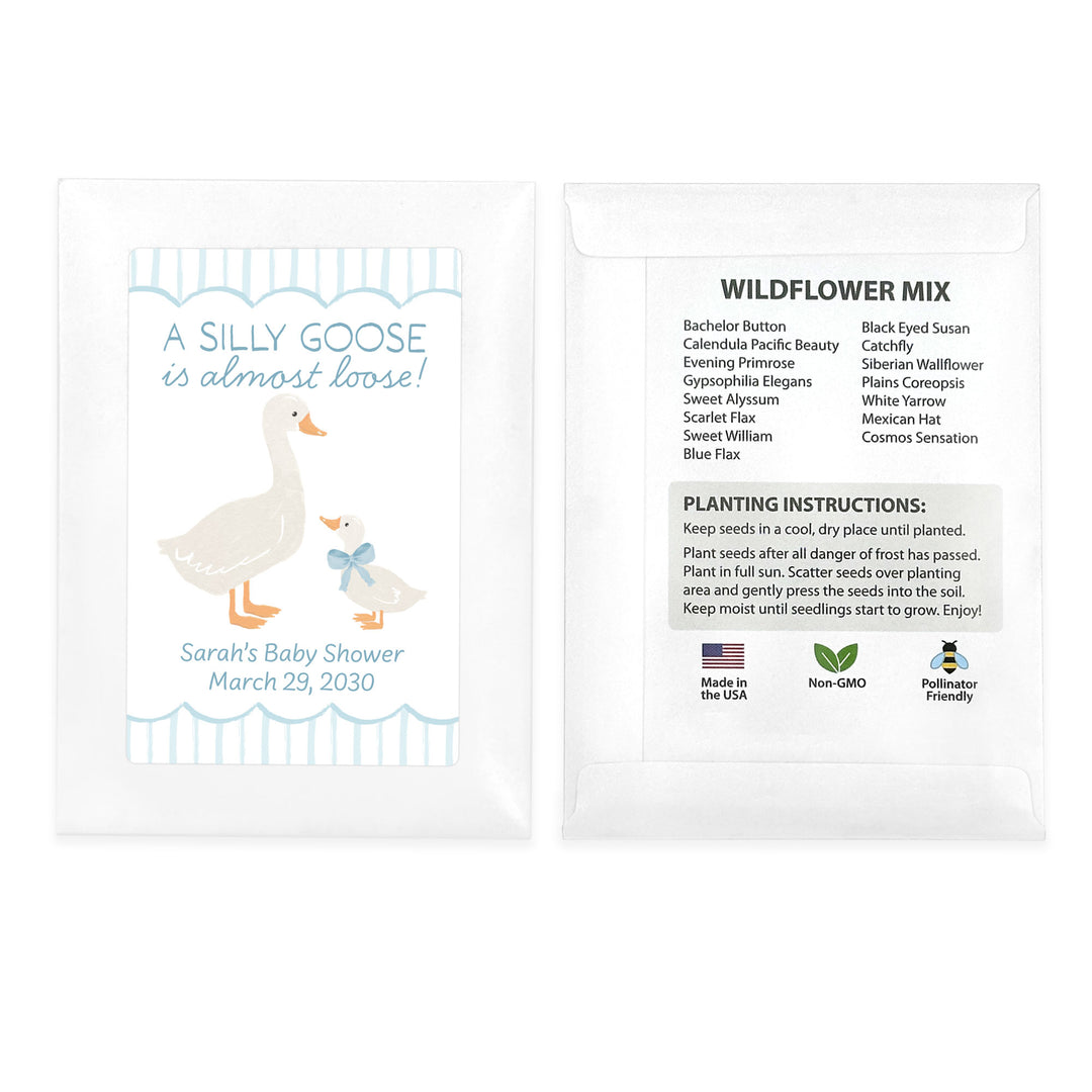 Silly Goose, Baby Shower Favor, Wildflower Seed Packets
