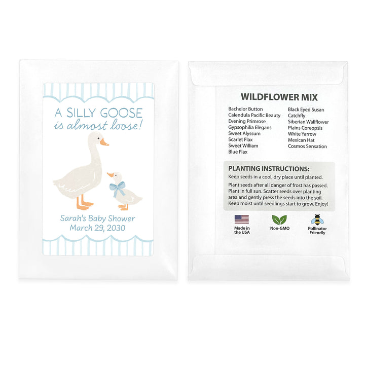 Silly Goose, Baby Shower Favor, Wildflower Seed Packets