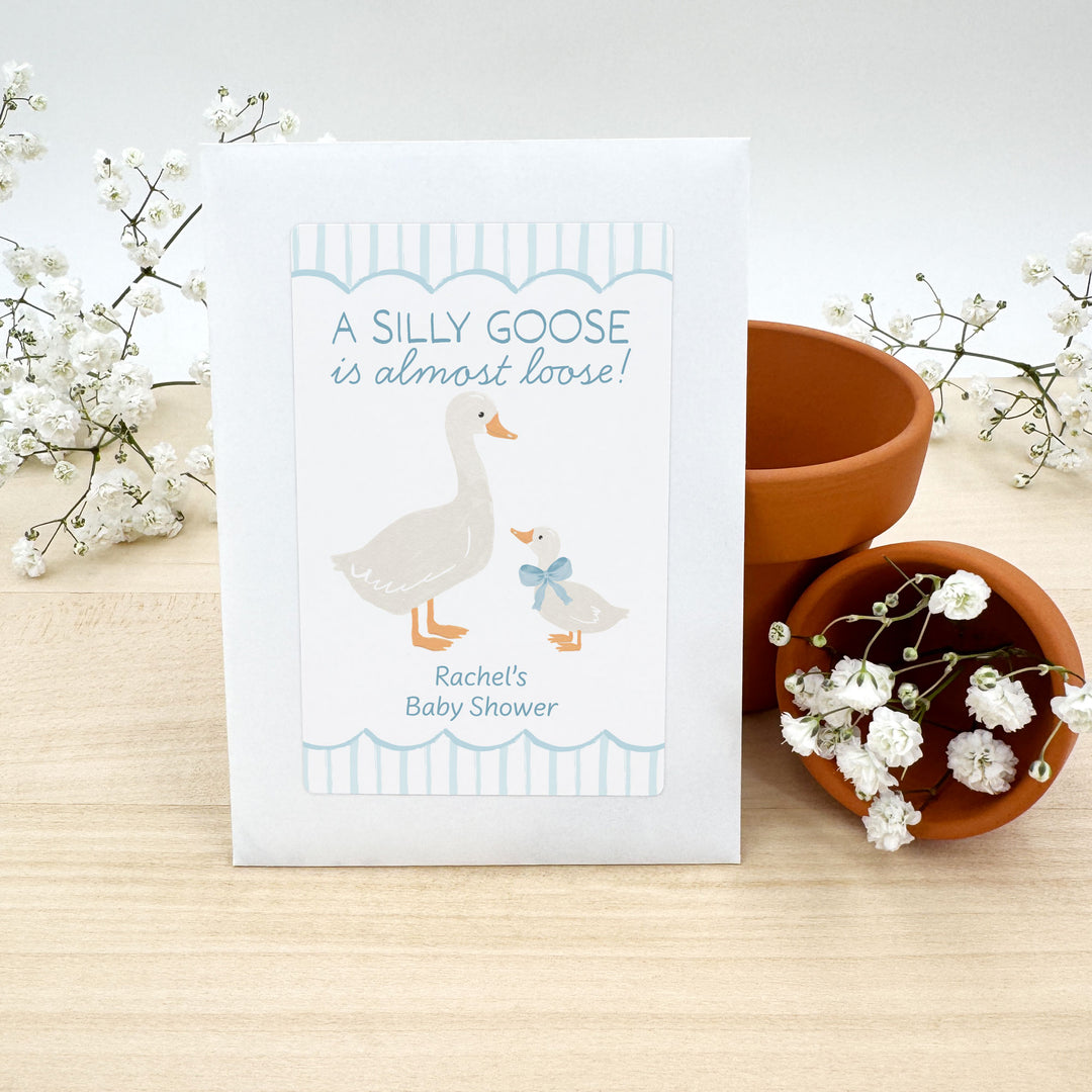 Silly Goose, Baby Shower Favor, Wildflower Seed Packets