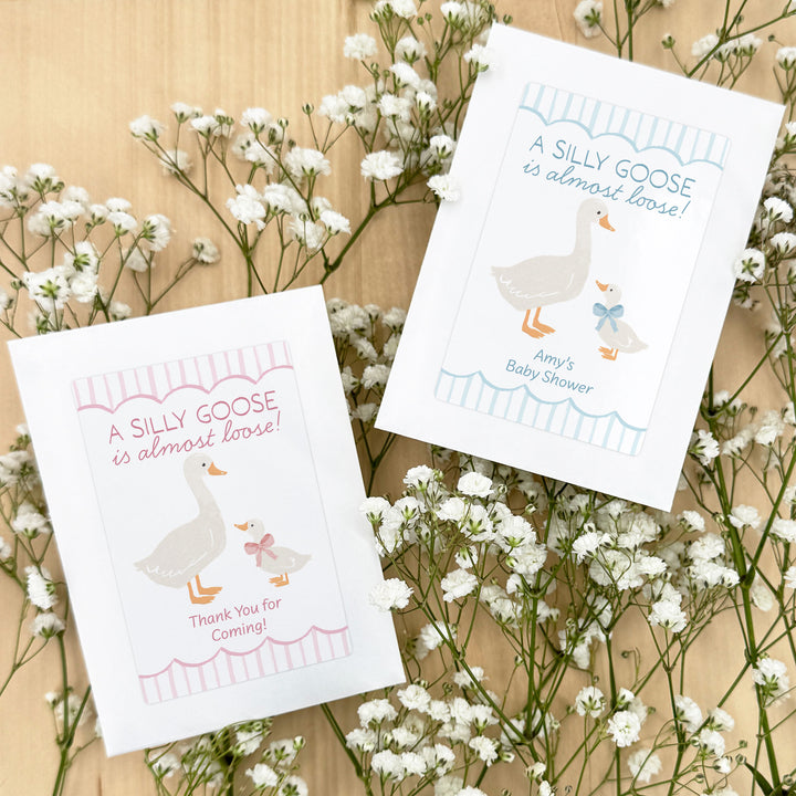 Silly Goose, Baby Shower Favor, Wildflower Seed Packets
