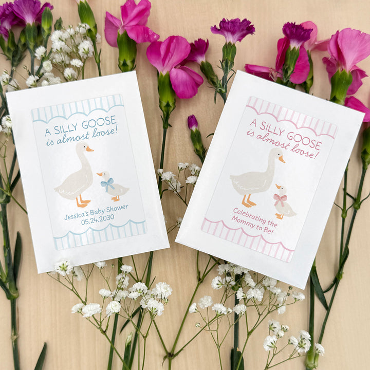 Silly Goose, Baby Shower Favor, Wildflower Seed Packets