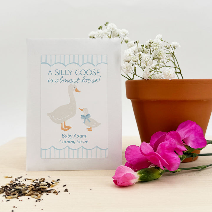 Silly Goose, Baby Shower Favor, Wildflower Seed Packets