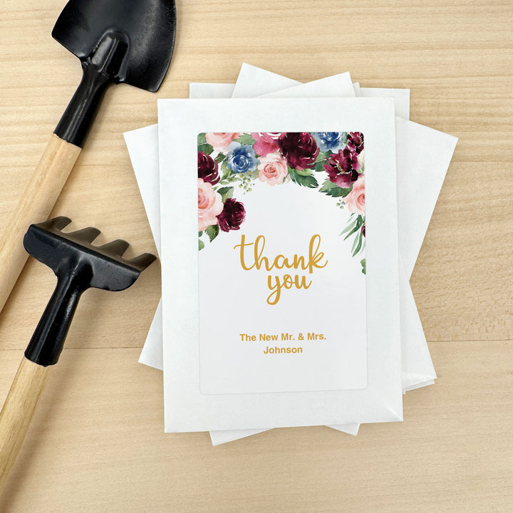 Love in Bloom, Burgundy and Pink Floral, Wedding Favor, Wildflower Seed Packets