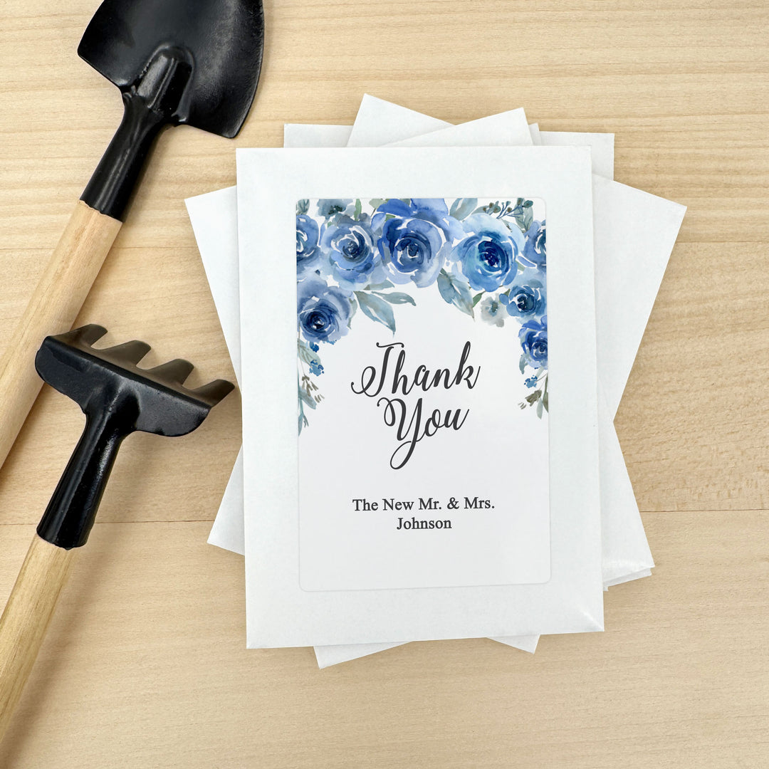 Love in Bloom Blue Floral, Wedding Favor, Wildflower Seed Packets