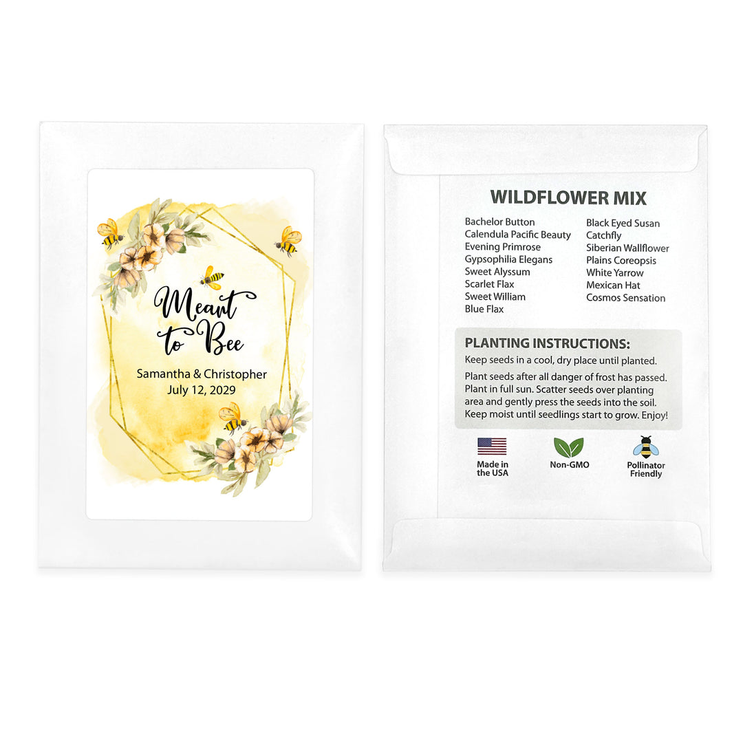 bee wildflower seed mix Watercolor Bees, Wedding Favor, Wildflower Seed Packets – Best Day Ever Spot