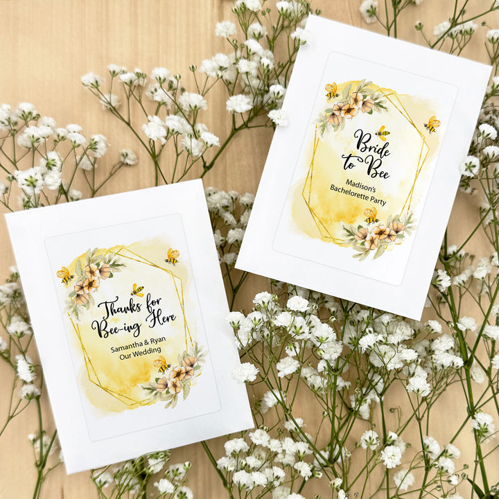 Watercolor Bees, Wedding Favor, Wildflower Seed Packets