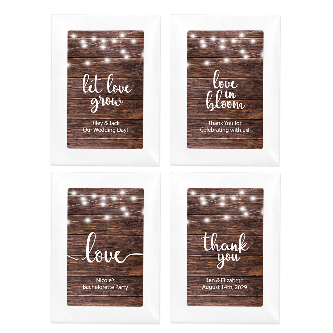 Rustic Fairy Lights, Wedding Favor, Wildflower Seed Packets
