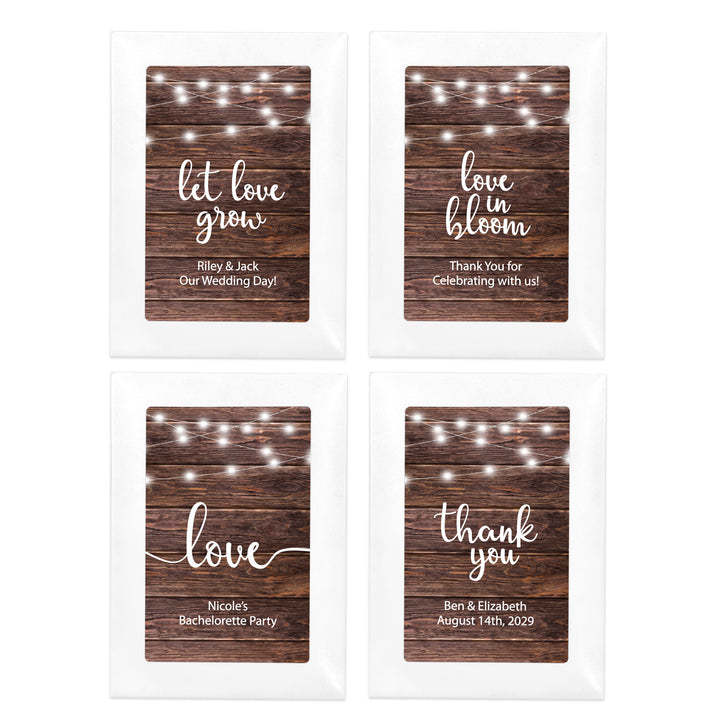 Rustic Fairy Lights, Wedding Favor, Wildflower Seed Packets