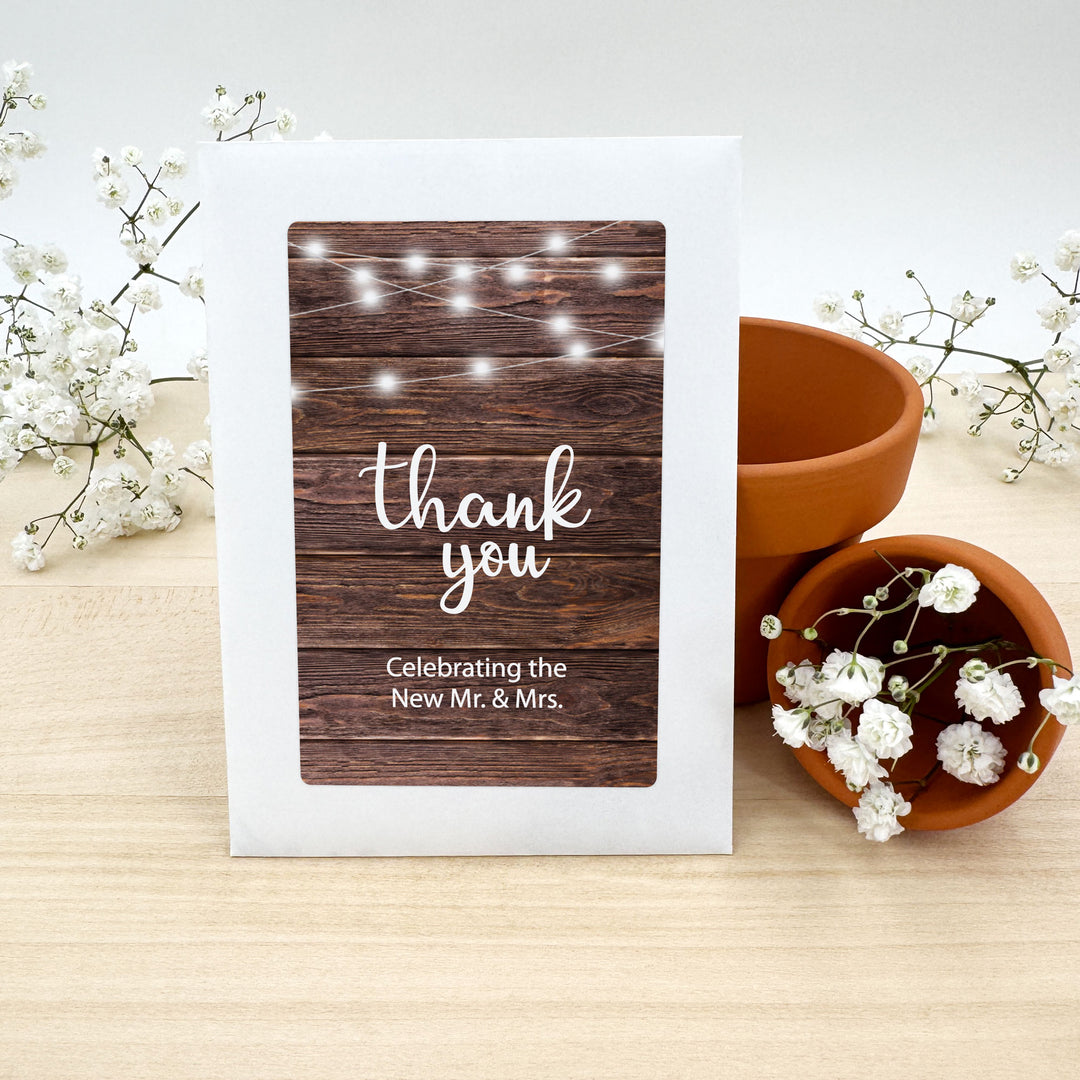 Rustic Fairy Lights, Wedding Favor, Wildflower Seed Packets