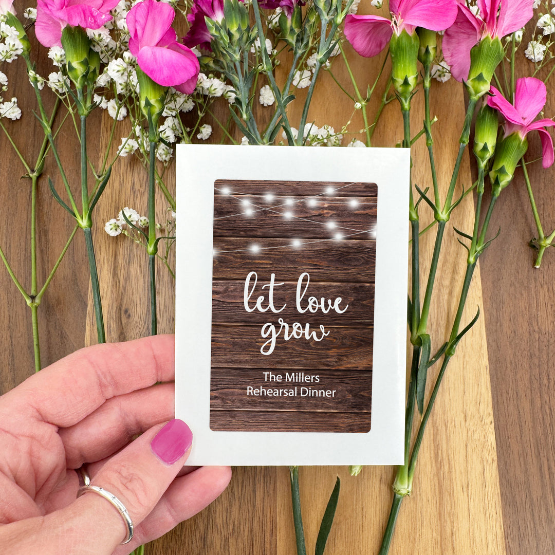 Rustic Fairy Lights, Wedding Favor, Wildflower Seed Packets