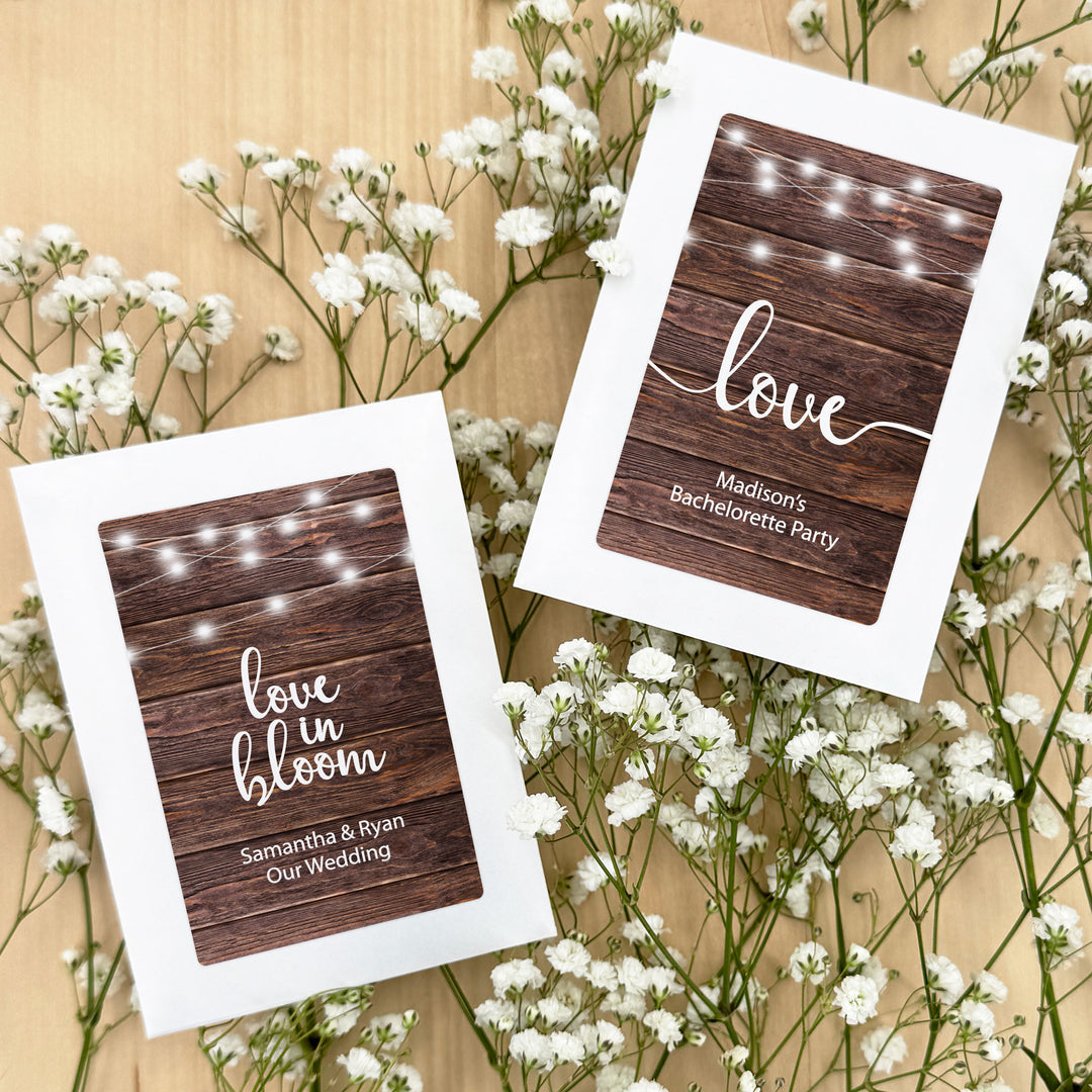 Rustic Fairy Lights, Wedding Favor, Wildflower Seed Packets