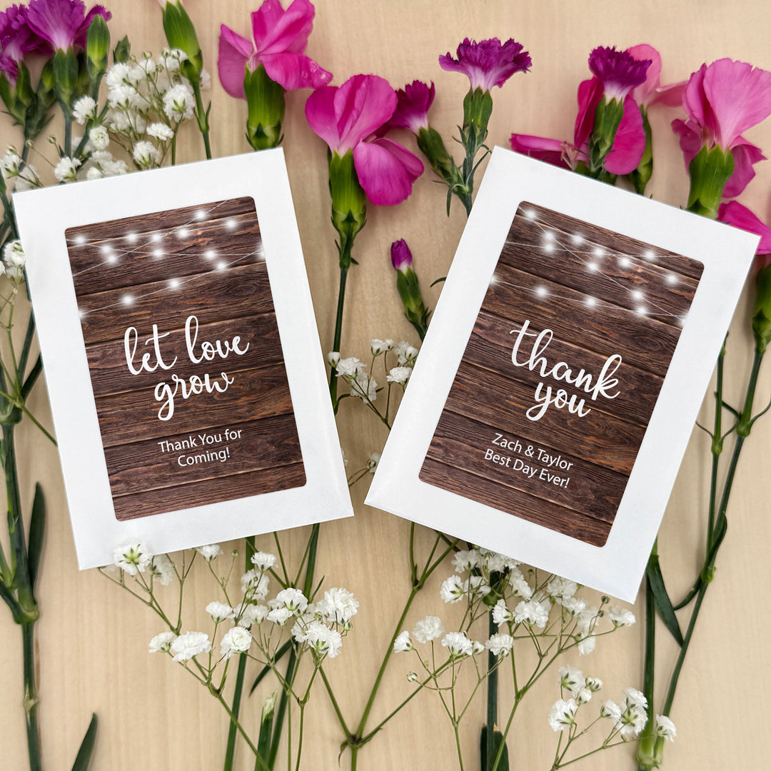 wedding wildflower seeds Rustic Fairy Lights, Wedding Favor, Wildflower Seed Packets